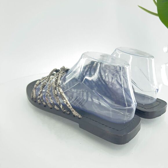 Ted Baker London Black Faux Snake Teppo Flat Sandal Women's 39.5 9 Slip On - Picture 9 of 14